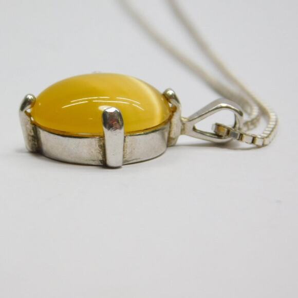 Yellow Stone Pendant Silver Fashion Necklace - Picture 5 of 9